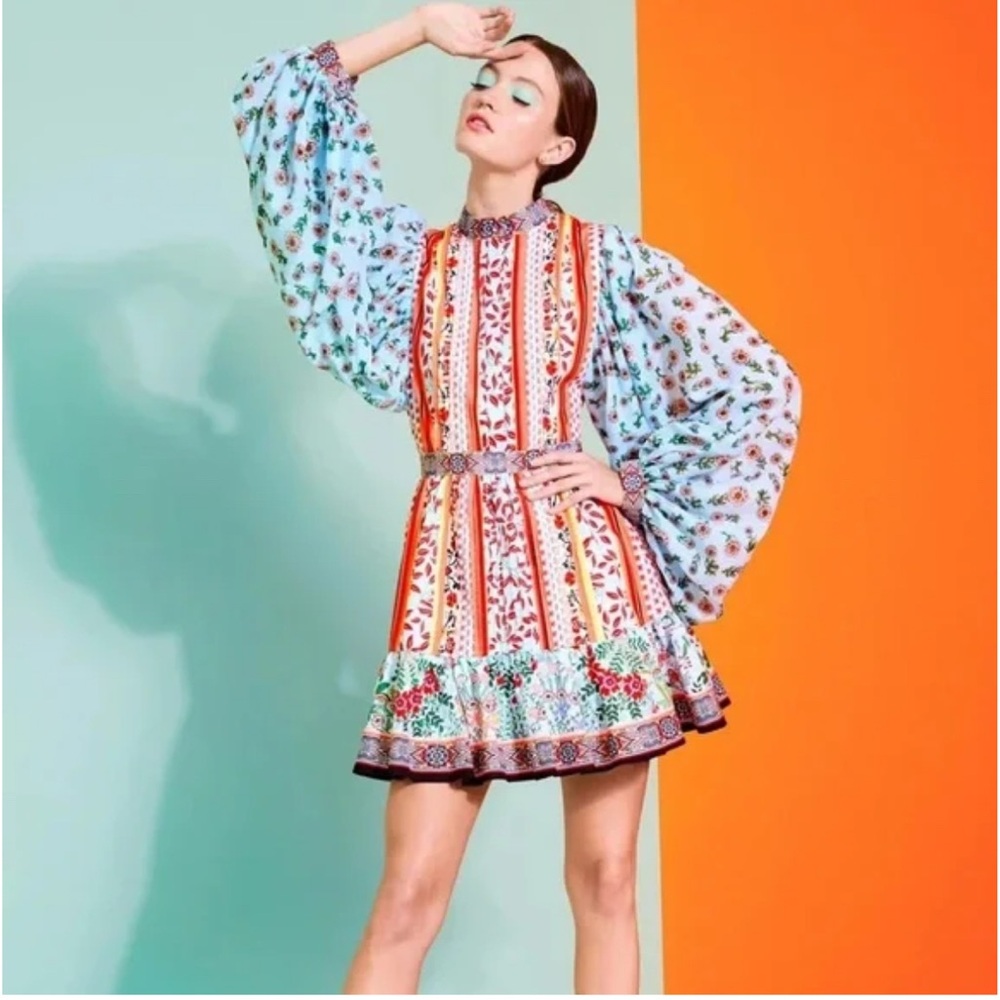 Alice + Olivia Raya Paloma Floral Puff Sleeve Dress